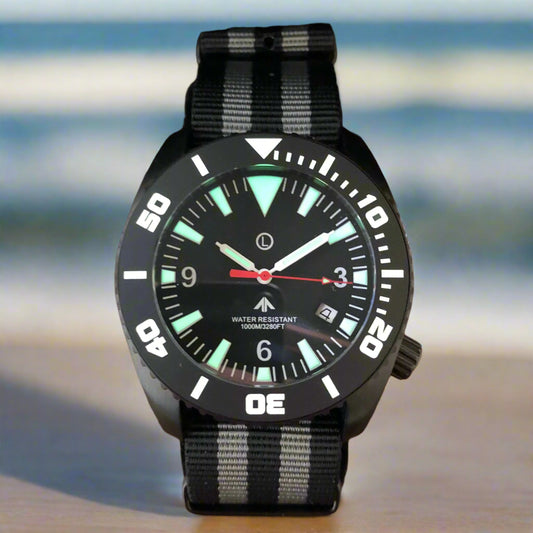 Enoksen 'Deep Dive' E01/T Black Edition Swiss Quartz Watch - 44mm